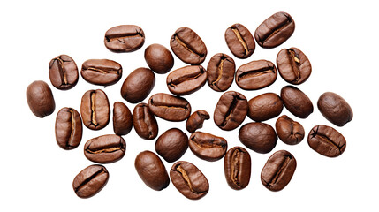 Obraz premium Roasted coffee beans isolated on transparent white background, clipping path 