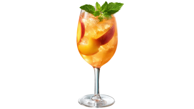 Peach Spritzer Refreshing Summer Drink Beverage Glass