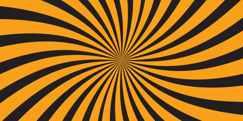 Retro sunburst background with wavy radial lines warm vintage colors like orange, cream, yellow,and beige on a white base, 1970s psychedelic style