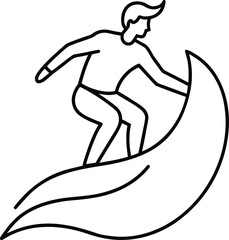surfer riding a wave  line art 