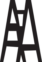 Black silhouette of a straight ladder leaning against a wall in minimalistic style. 