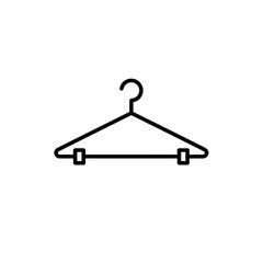 Simple black clothes hanger on transparent background  