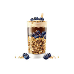 Delicious Blueberry Oatmeal Parfait in Glass