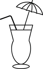 tropical drink with umbrella line art