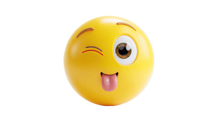 Fototapeta premium Playful winking tongue emoji isolated