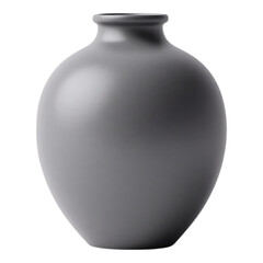 Elegant Gray Ceramic Vase on Transparent Background