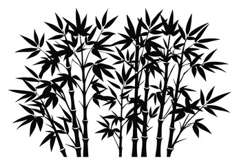 Obraz premium Elegant bamboo silhouette illustration for zen gardens or Asian inspired designs perfect for backgrounds and overlays with calming aesthetic