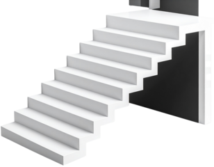 Monochrome abstract geometric stairs, isolated on a transparent background