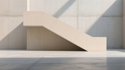 Minimalist Concrete Staircase Against a Plain Wall