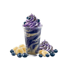Delicious Blueberry Banana Smoothie with Chia Seeds and Whipped Cream