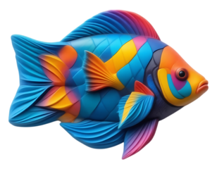 Colorful Cartoon Fish Illustration with 3D Rendering