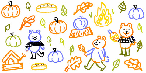 Kids doodle design, Naive baby nature sticker, colorful pencil illustration.