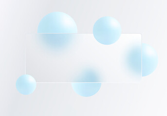Glassmorphism background with soft light blue spheres