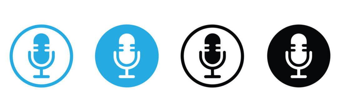 Capture clear audio with modern microphone icons, perfect for podcasts, broadcasting, and digital voice recording projects