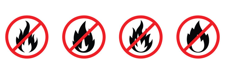Discover essential safety warning symbols featuring clear no fire icons universally recognized for hazard prevention and caution in various environments