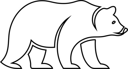 Simple bear icon in outline style, vector format for nature logos, badges, or brand identity.

