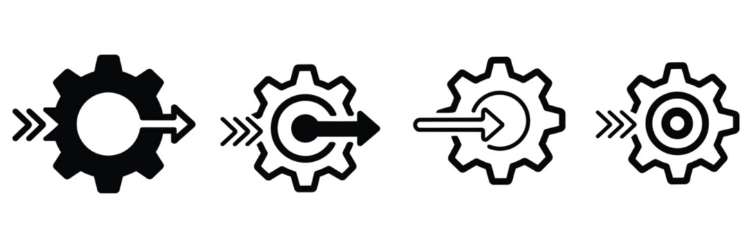Dynamic gear icons illustrate process flow, efficiency, and system integration for modern business operations and technological advancement