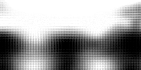 black and white background with halftone dots.