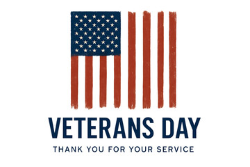 American flag with veterans day thank you message isolated on transparent background