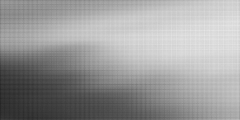 black and white background with halftone dots.