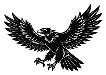 Obraz premium Majestic Eagle Soaring with Wings Spread Isolated on White Background Symbolizing Freedom and Strength Power of Flight Graphic Illustration