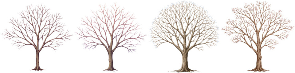 Obraz premium Set of isolated bare trees in autumn concept 