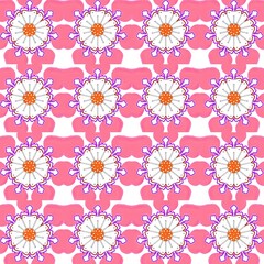 Floral pattern design with white flowers on pink background  