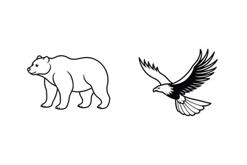 Bear and Eagle Wildlife Illustration animal bird