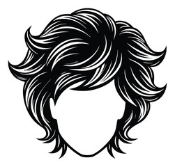 Stylish Shaggy Haircut Vector Illustration with Dynamic Flowing Strands and Modern Design for Fashion and Beauty