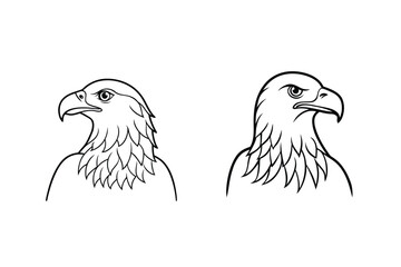 Eagle heads black and white illustration bird profile