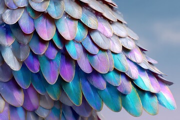 Obraz premium Close-up of iridescent bird feathers in vivid colors and patterns