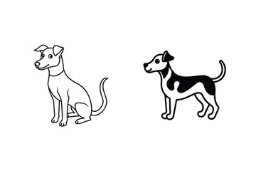 Two dogs sitting and standing canine animal