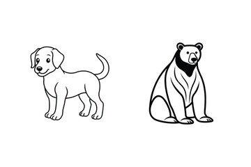 Friendly dog and bear sitting puppy animal