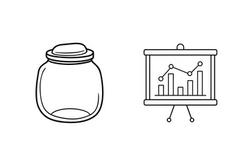 Jar and presentation board with graph glass container