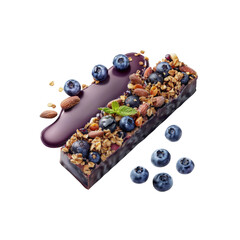 Delicious Blueberry Granola Bar with Chocolate Drizzle and Almonds