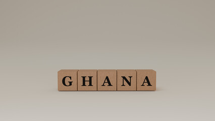 Ghana Wooden Block Letters, Isolated on a white background.
