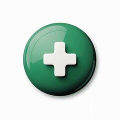 Obraz premium Green Circular Button with White Plus Symbol green button