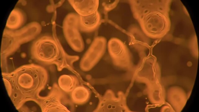 Microscopic orange fluid, lab research
