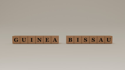 Guinea Bissau Wooden Block Letters, Isolated on a white background.