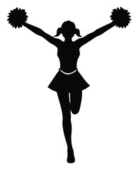 Cheerleader Silhouette with Pom Poms in Action Poise Sports and Spirit Image
