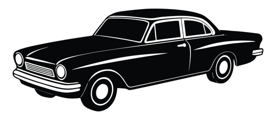 Classic Car Vector Illustration Black and White Design Vintage Automobile Icon Illustration of a Stylish Retro Car