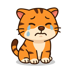 Cat Cartoon Mascot Cute Orange Cat Crying Illustrations