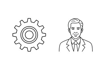 Man in suit and gear cogwheel