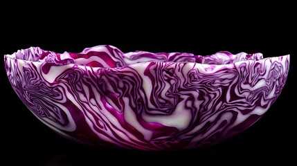 Obraz premium Vibrant purple red cabbage layers display intricate natural patterns against a dark background