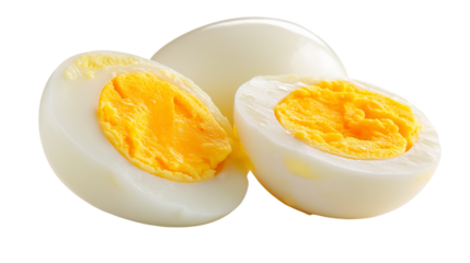 Perfect Hard Boiled Eggs Halves on Transparent Background