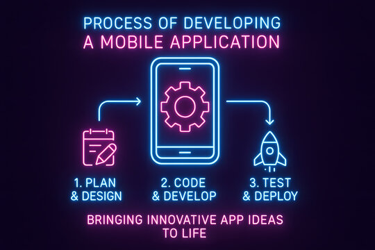 Neon Mobile App Development with Glowing UI Design for Modern Applications