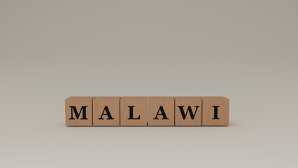 Malawi Wooden Block Letters, Isolated on a white background. 