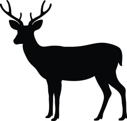 Obraz premium deer black silhouette vector , Christmas deer black symbol 
