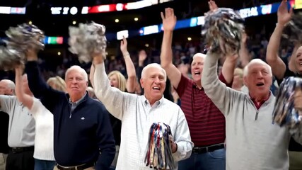 Enthusiastic fans cheering at a basketball game