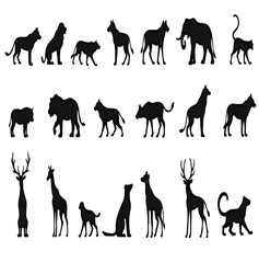 Set of animals silhouettes , wild animal vector silhouettes collection.




